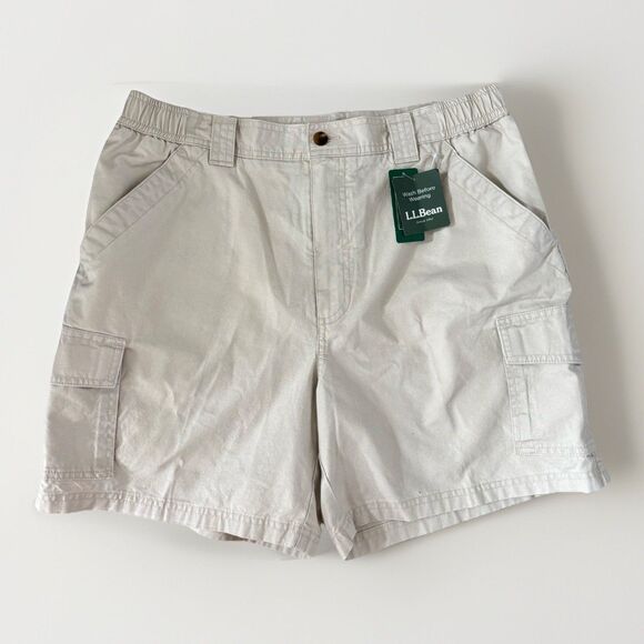 LL Bean Mens Shorts Size 34 Cargo 6” Inseam Stone Khaki NEW W TAG - Picture 1 of 6